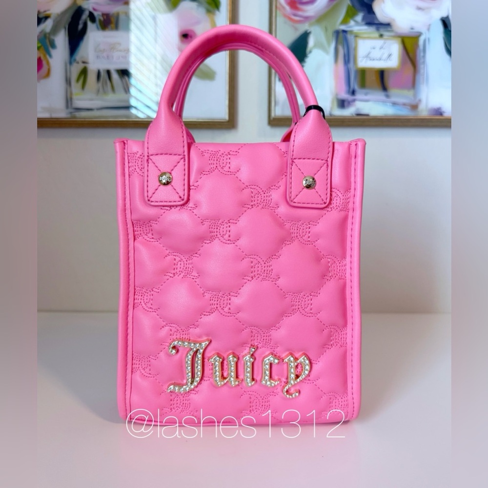 JUICY COUTURE Purse Taking the Lead Mini Crossbody Tote Bag  w/ Pouch - Pink - Picture 2 of 9